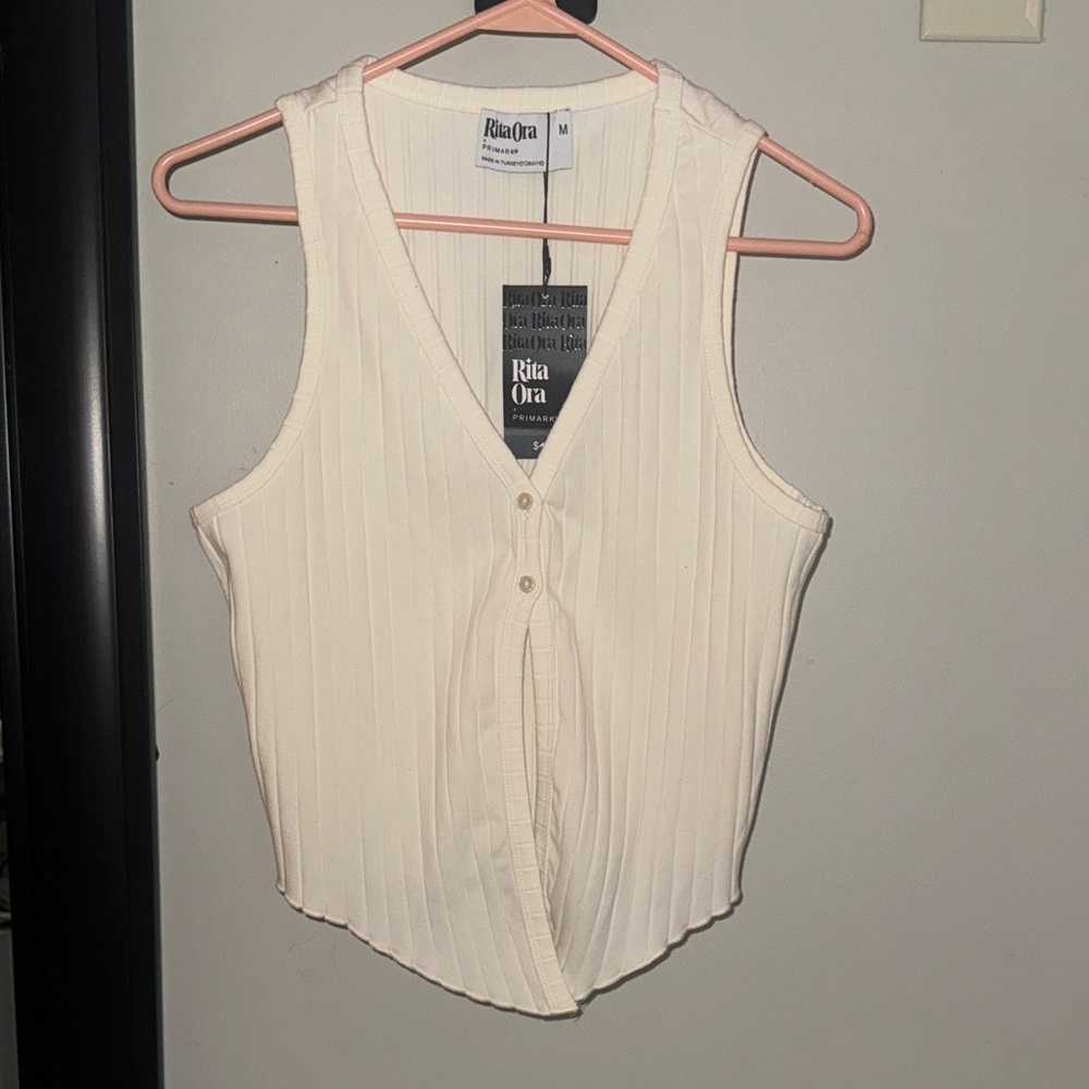 Primark Cream Ribbed Sleeveless Blouse